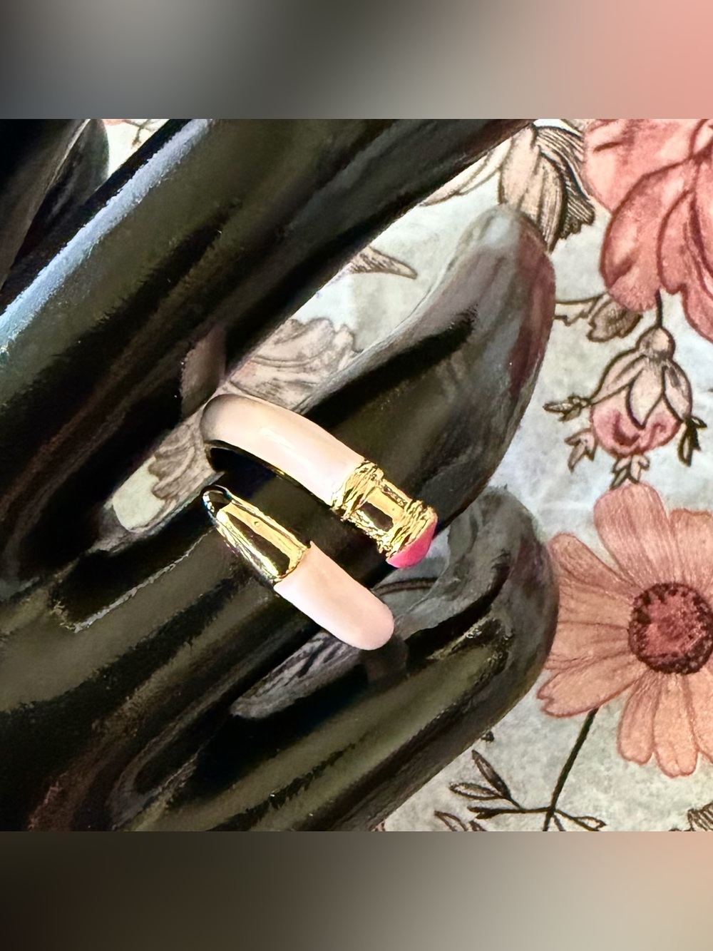 Pastel Pink Enamel Pencil Wrap Ring - Teacher/Back to School Style
